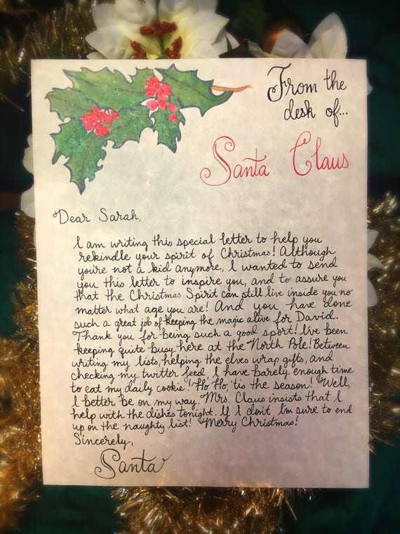 Santa Letter For Teenagers Personalized Handwritten Etsy
