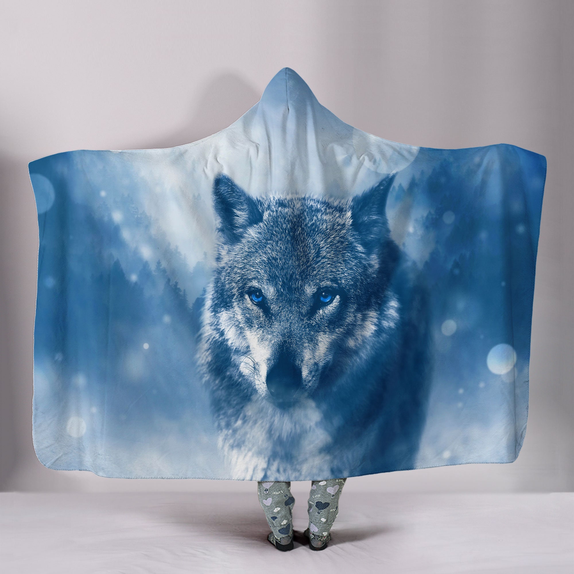 hooded wolf blanket