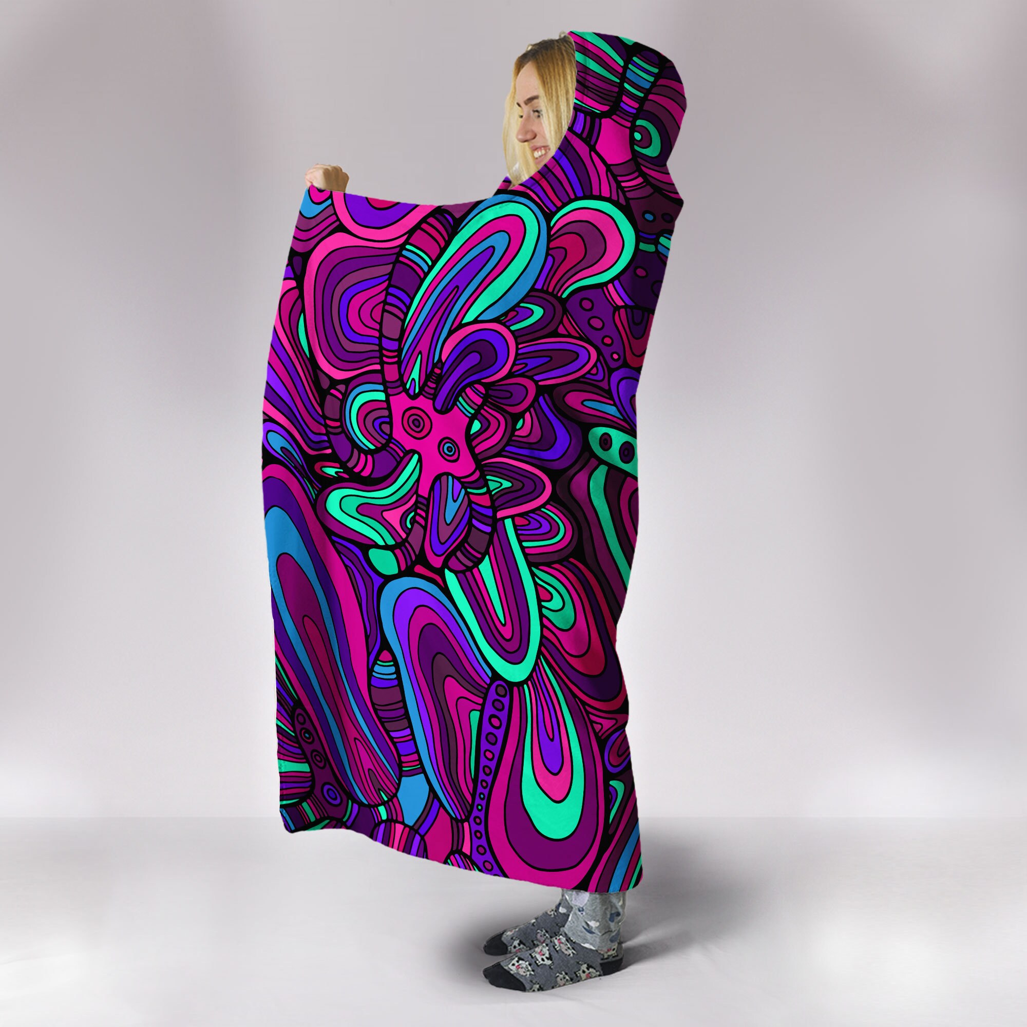 Psychedelic Hooded Blanket