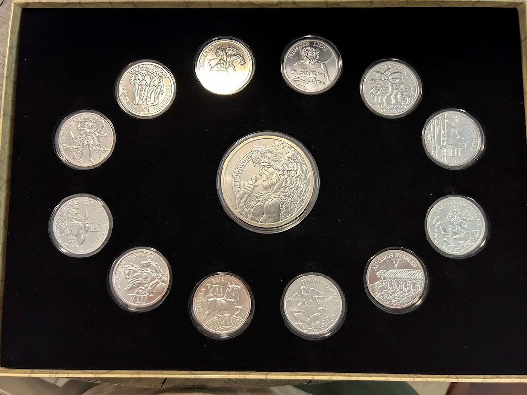 蔵出し 清王朝宣統銀貨 ラストエンペラー溥儀 26-27gX8枚セット 中国銀貨 The 12 Labor's of Hercules 17 Oz of Pure 0.999 Silver Collection