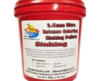 2.5 mm Sinking Ultra Intense Color Enhancing 1/8" SINKING Pellets for Discus, Cichlids, Marines, ALL Tropical Fish