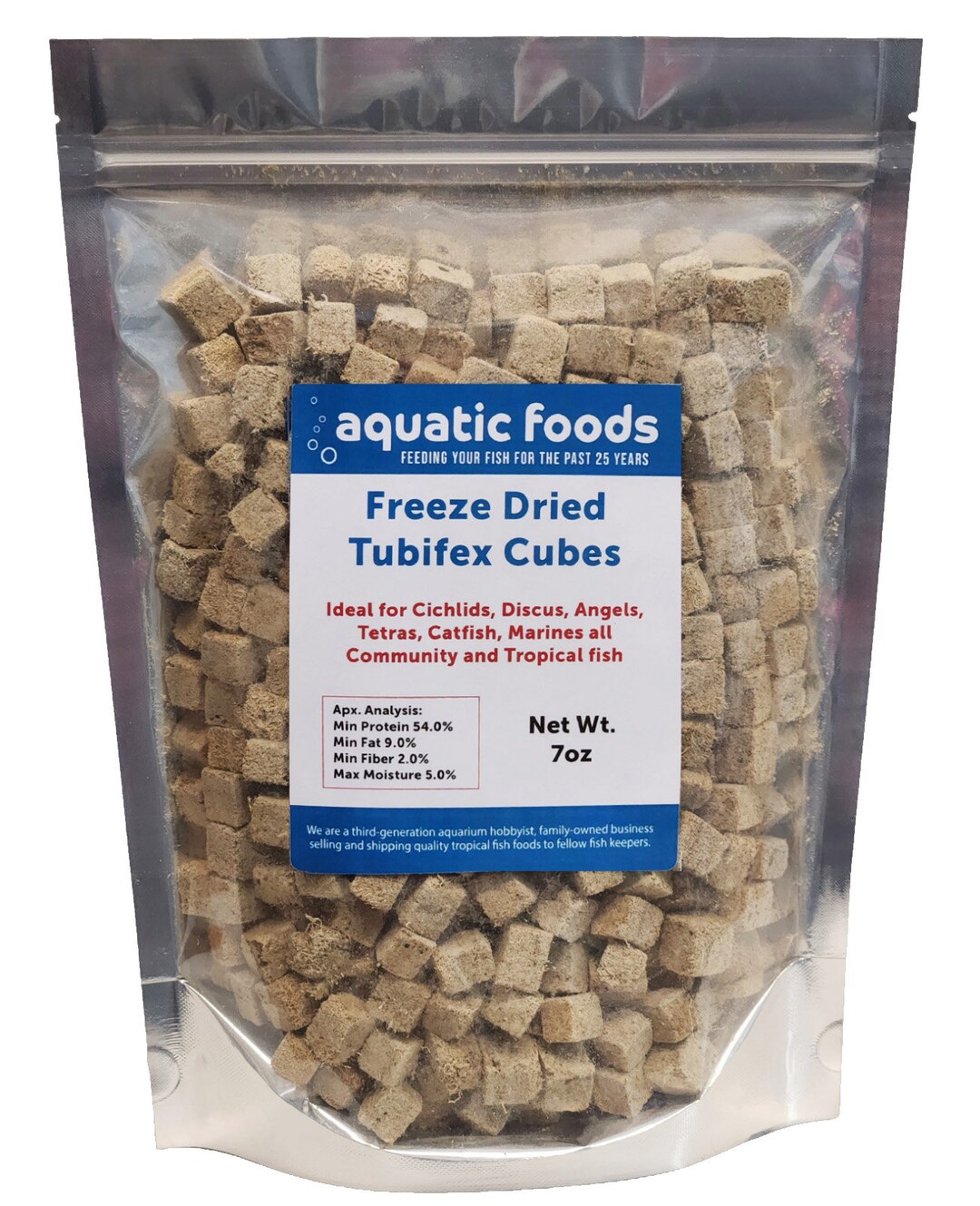 Tubifex Worm Cubes, Premium Floating Freeze Dried Tubifex Worm Cubes