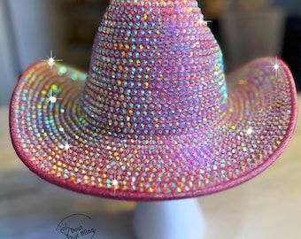 Rosa Strass-Cowgirl-Hut: Western Glam Bachelorette Party Accessoire