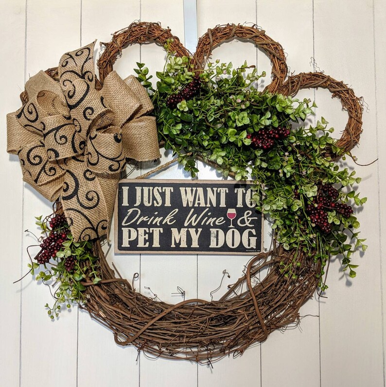 rescue dog Dog lover gift Pet decor Paw Print Wreath Dog lover wreath pet groomer gift Pet lover wreath veterinarian gift Dog wreath
