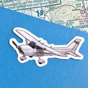 Cessna 172 Aircraft Blue and Gold 3x1 in. Vinyl Sticker