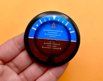 Aviation Attitude Indicator 2.5in Button Pin