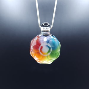 Faceted Rainbow Mille Borosilicate Glass Jewelry Necklace Pendant