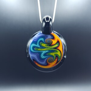 Wig Wag implosion borosilicate glass necklace pendant