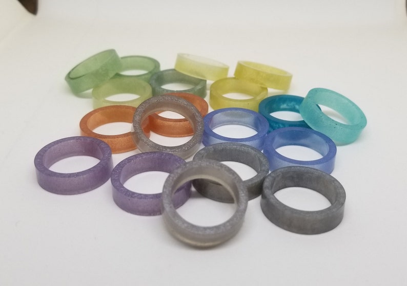 Choose ColorStyle /& Size Pearlescent Resin Rings Casted Art Flat Edge Jewelry Band Epoxy Mens Womens