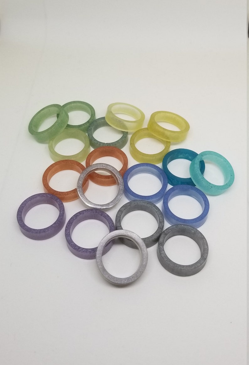 Choose ColorStyle /& Size Pearlescent Resin Rings Casted Art Flat Edge Jewelry Band Epoxy Mens Womens