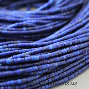 Collier Lapis-Lazuli Heishi 4mm – Chaîne 1-3-5 Cordes, Pierres Naturelles D'Afghanistan