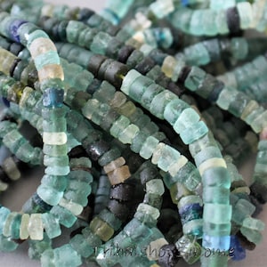 Cylindrical Ancient Roman Glass Beads, 4 x 4 mm, 1 Strand 40 cm / 15,5 in long with app. 150 beads