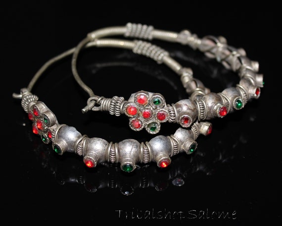 Huge Vintage Tribal Kashmiri Hoop Earrings, 8,5 c… - image 1