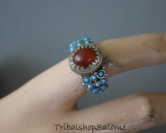 Vintage Silver Ring with Red Glass Jewel, US Size… - image 5