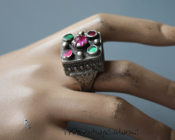 Swati Aloch Pashtun Silver Ring with Jewels, US S… - image 10