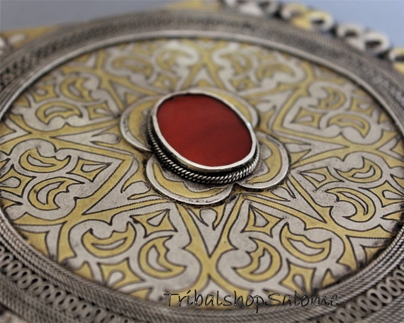 Turkmen Gulyaka, 147 G Vintage Gilded Silver TEKKE Gul Pendant
