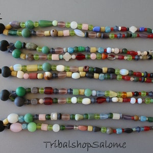 Old Glass Beads, Mixed Strand of Colorful Old Glass Beads, Casual Hippie Boho Necklace, 40 cm / 15.7 &quot; long