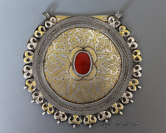 TURKMEN JEWELRY ネックレス　ヴィンテージ Turkmen Gulyaka, 147 G Vintage Gilded Silver TEKKE Gul Pendant