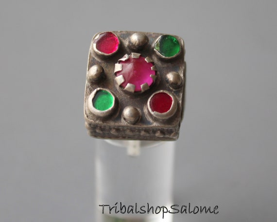 Swati Aloch Pashtun Silver Ring with Jewels, US S… - image 3