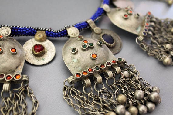 Vintage Tribal Necklace with Puff Pendants, Baloc… - image 2