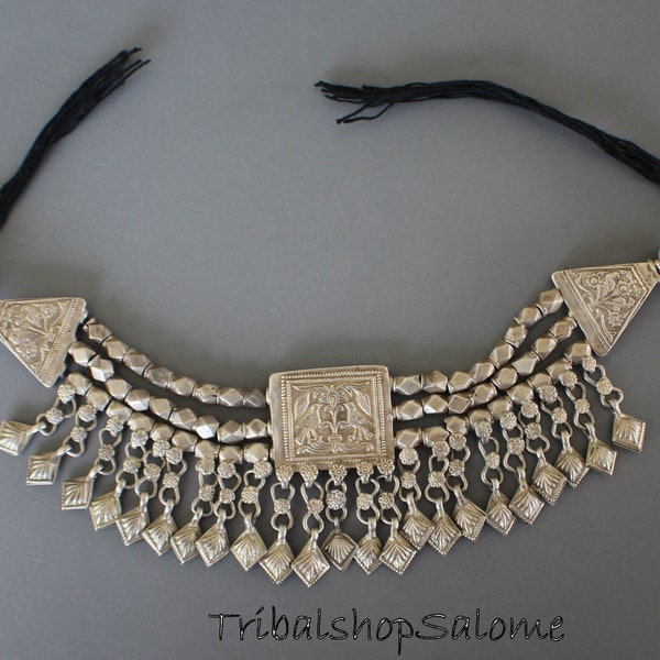 Old Ethnic Silver Choker Necklace with Bird Motif, Kaschmir, North India, Ethnic Nomad Tribal Choker, Collectors Piece
