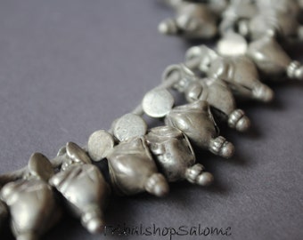 Small Old Dangling Silver Charms, Length 17 mm, Weight 1 g / Piece, Silver Ethnic Tribaljewelry DIY