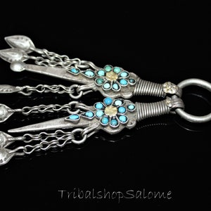 Utensílios de toalete de prata turcomana com contas turquesa; 9.1218.3 - TsS