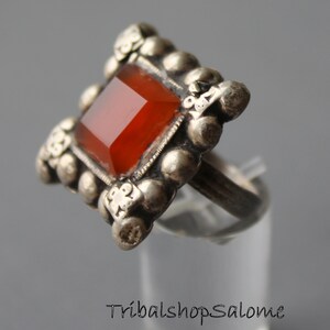Unisex Silver Ring with Red Carnelian Gemstone, US Size 8