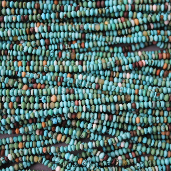 Genuine Turquoise Saucer Shape Beads 2,5 mm, Color Mix