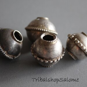 Old Ethnic Silver Beads, 4 Pieces, app. 20 x 20 mm