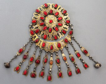 Turkmen Gulyaka, Vintage Gilded Silver Tekke Gul Button With