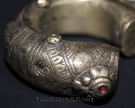 1 Pair Old Brass Tribal Nomad Elefant Leg Bracele… - image 7