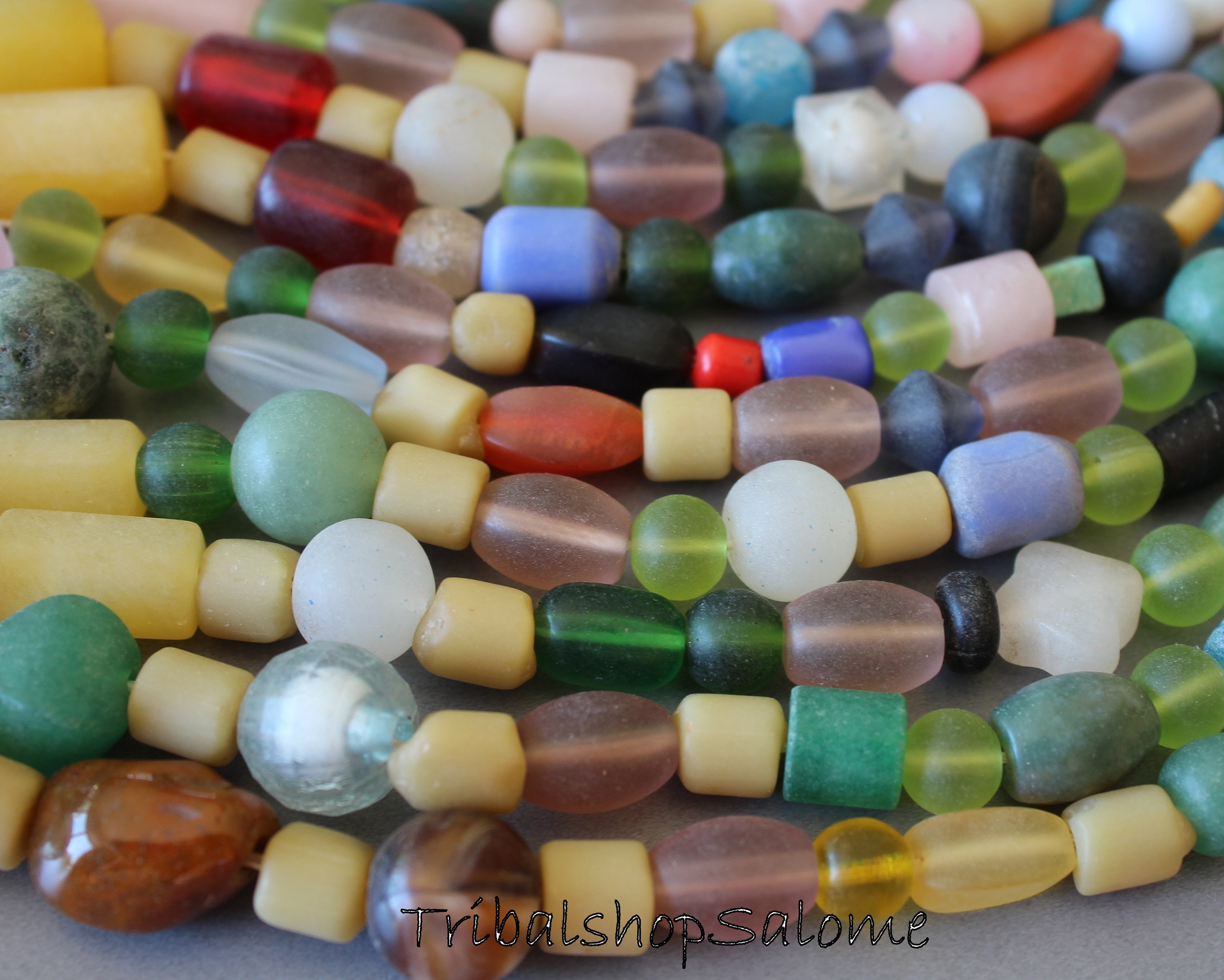 Old Glass Beads Mixed Strand of Colorful Old Glass Beads Etsy