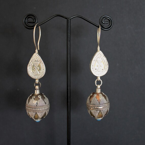 Kazakh Goldwashed Silver Tribal Earrings with Tur… - image 8