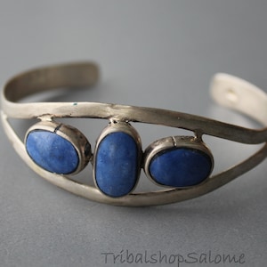 Afghan Silver Bracelet with Lapislazuli Stones