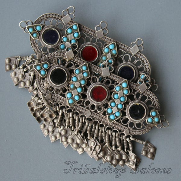 Old Pair of Silver Hair Barrets, Blochi Tribal Nomad Hairclips, Collectors Piece, 46 g