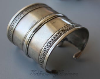 トルクメンの銀製バングル、中央アジアのジュエリー、銀製バングル