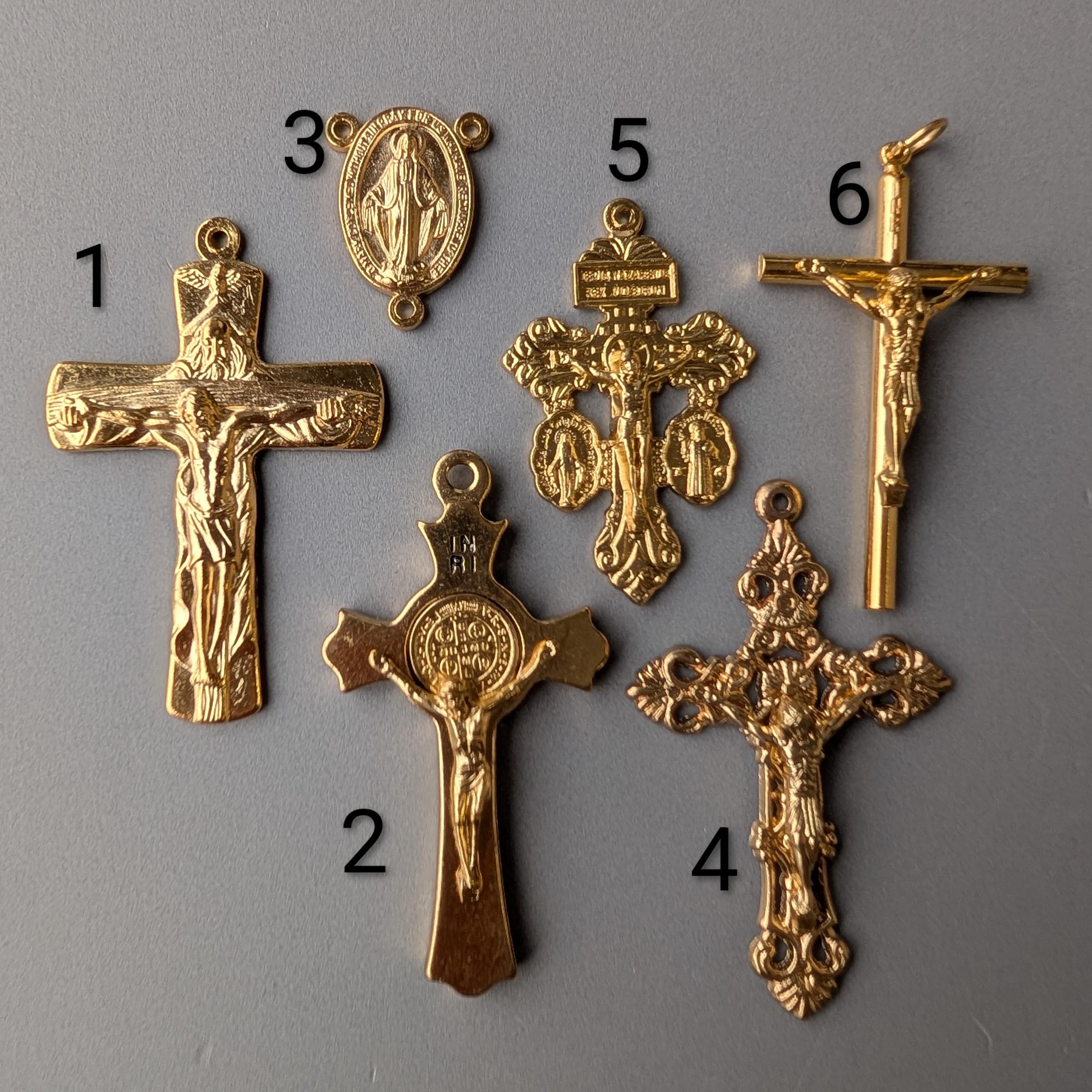 Pendentif Crucifix Double Face EP Plaqué Or – Pour Chapelet Ou Chaîne