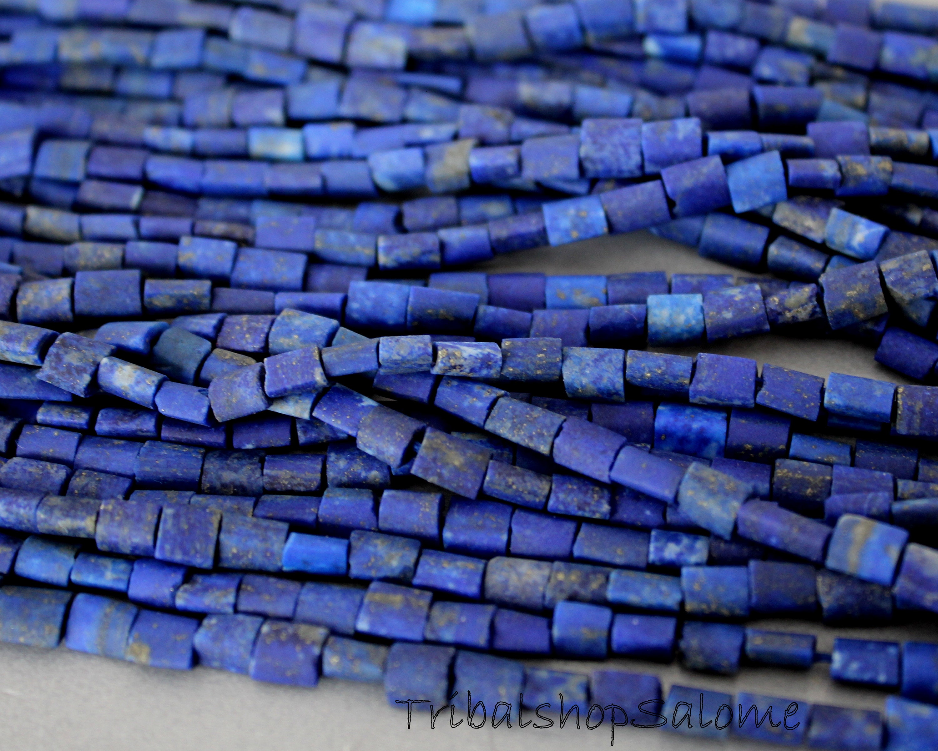 Genuine Lapislazuli Chapatak Beads on a 37 Cm / 14.56 Inch Long
