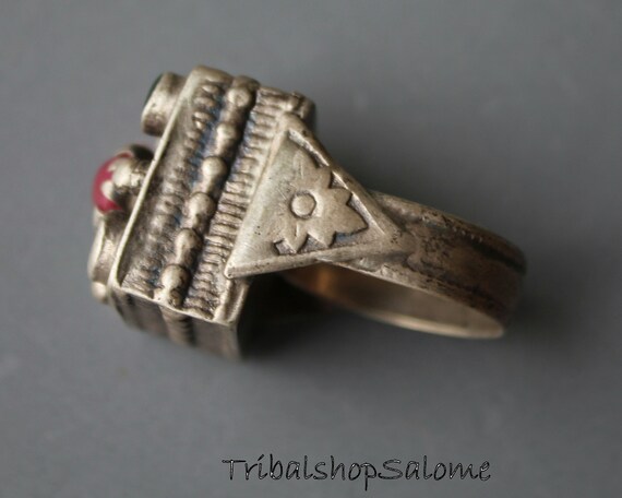 Swati Aloch Pashtun Silver Ring with Jewels, US S… - image 7