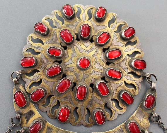 Turkmen Gulyaka, Vintage Gilded Silver Tekke Gul Button With