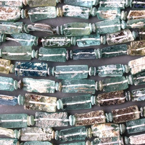 Rectangular Ancient Roman Glass Beads, 1 Strand 40 cm / 15.5 inch long