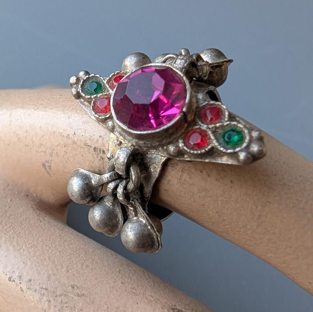 Vintage Balochi Silver Ring With Bells and Jewels, US Size 8 - Etsy ...