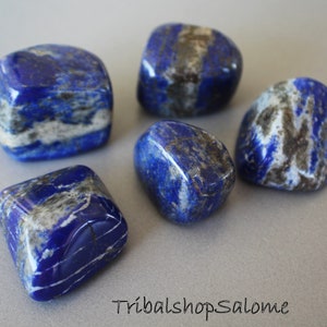 Lapislazuli Tumbled Gemstones from Afghanistan, 5 Pieces, app. 15 - 30 mm, 120 g, Without Hole