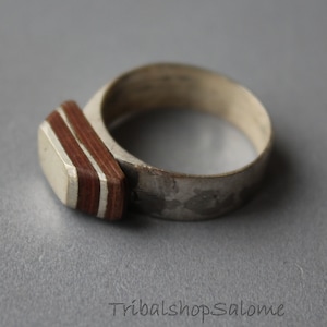 Tuareg Silver Ring with Ebony, US 8 1/2