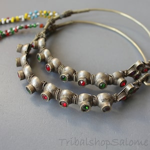 Huge Old Tribal Kashmiri Hoop Earrings with Jewels, 8,5 cm / 3.35 &quot; Diameter