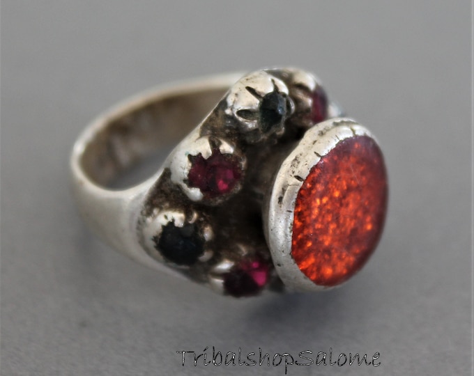 Vintage Swati Aloch Pashtun Silver Ring With Jewels US Size - Etsy