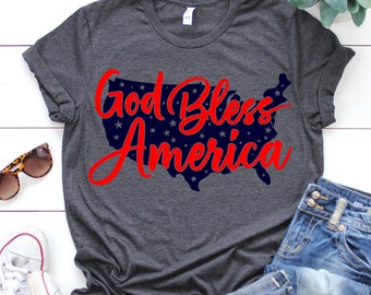 God Bless America svg, Fourth of July svg, Patriotic svg, USA SVG Dxf EPS Png Jpg Vector Clipart, Cut Print File Cricut & Silhouette Decal