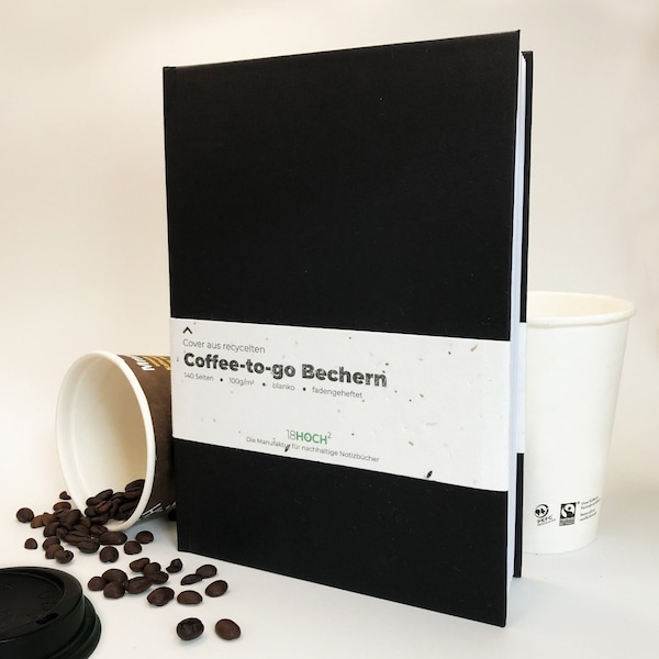 Nachhaltiges Notizbuch A5 mit Kaffeebecherpapier