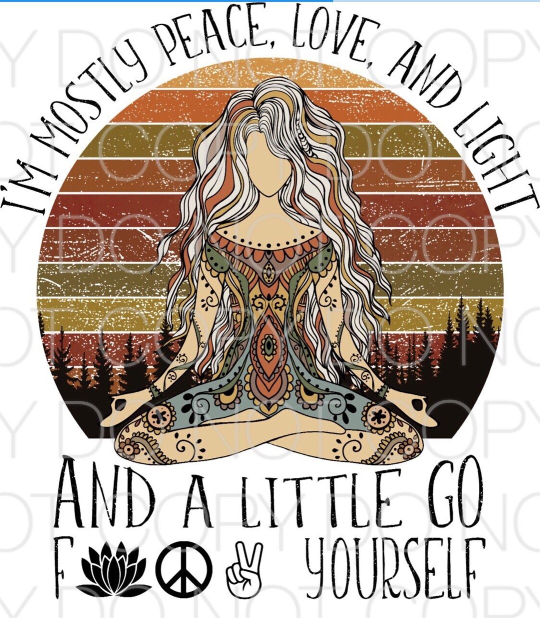 I'm Mostly Peace Love and Light Dye Sublimation Transfer Etsy